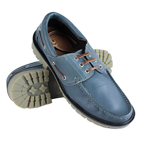 Zerimar Herren Leder Mokassins | Herren Sommer Mokassins | Herren Sommer Loafers | Herren Nautische Mokassins | Stilvolle Mokassins | Farbe Blau | Größe 46 von Zerimar