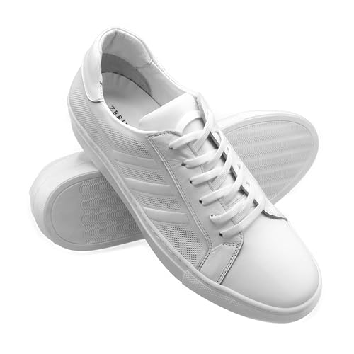 Zerimar Herren Leder Turnschuhe - Sportschuhe - Herrenschuhe - Casual Herren Turnschuhe - Herren Turnschuhe - Stilvolle und Bequeme Art - Farbe Weiß - Größe 44 von Zerimar