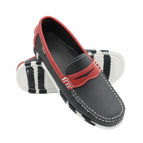 Zerimar Herren-Mokassin aus Echtem Leder, Eleganter und Leichter Freizeitschuh für den Täglichen oder Formellen Gebrauch, Moderner und Bequemer Schuh, Farbe Marineblau und Rot, Größe 43. von Zerimar