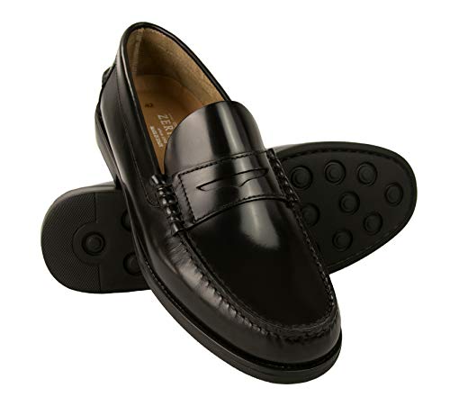 Zerimar Herren Mokassins | Herrenschuhe in großen Größen | Kastilisches Elegantes Leder | Quastenloafer für Herren | Farbe Schwarz | Größe 49 von Zerimar