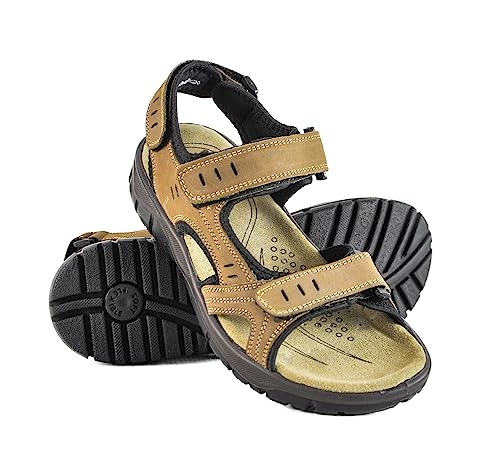 Zerimar Sandalen herren - Leder Sandalen Herren - Wandersandalen - Sandalen für jungen - trekkingsandalen herren - Herren schuhe Sommer - Bequeme Trekkingschuhe - Oliva - Größe 40 von Zerimar