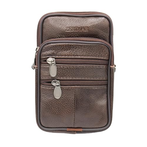 Zerimar Herren-Umhängetasche | Leder Umhängetasche | Lässige Leder-Umhängetasche | Herren-Umhängetasche | Umhängetasche mit Fächern | 19X12X4 cm Farbe Braun von Zerimar