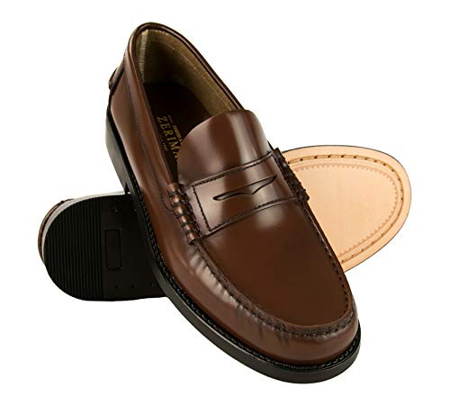 Zerimar Herrenschuhe Elegant | Herrenschuhe ohne Schnürsenkel | Freizeitschuhe Herren | Herrenschuhe Leder | Casual Leder Schuhe | Farbe: Leder Größe 41 | In Spanien Hergestellt von Zerimar