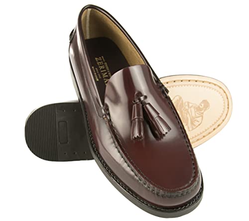 Zerimar Herrenschuhe Elegant Leder | Castellano Lederschuhe | Mokassin Maske Mann | Freizeitschuhe Herren | Herren Slipper mit Quasten Farbe: Bordeaux Größe 42 von Zerimar