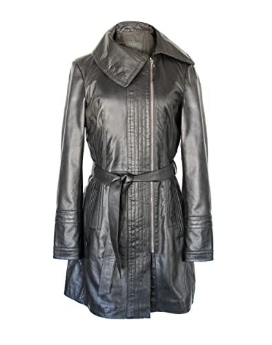 Zerimar Jacke | Lange Lederjacke | Elegante Lederjacke | Lässige Jacke Frau | Langer Damenmantel | Eleganter Mantel | Farbe Schwarz | Größe XXL von Zerimar