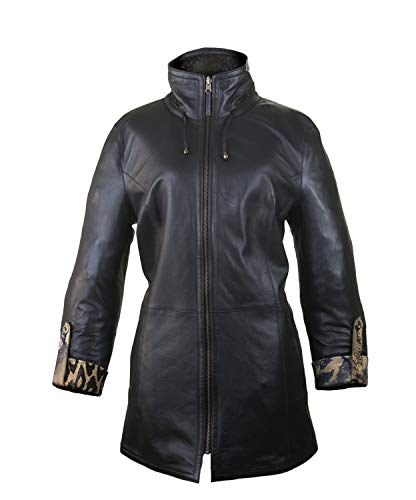 Zerimar Jacken Reversibel Leder | Lederjacke Wendbar Damen | Elegante Lederjacke | Damen Lederjacke | Farbe Auzl-Marine | Größe 4XL von Zerimar