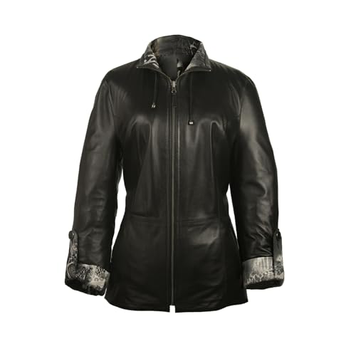Zerimar Jacken Reversibel Leder | Lederjacke Wendbar Damen | Elegante Lederjacke | Damen Lederjacke | Farbe Schwarz Neu| Größe L von Zerimar