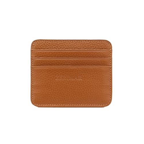 Zerimar Kartenetui aus Leder | kleines schlankes Portemonnaie Geldbeutel | Slim Wallet Damen Herren Card Holder | Lederbrieftasche | 8x10 cm Kamel von Zerimar