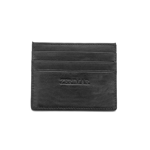 Zerimar Kartenetui aus Leder | kleines schlankes Portemonnaie Geldbeutel | Slim Wallet Damen Herren Card Holder | Lederbrieftasche | 8x10 cm Schwarze von Zerimar