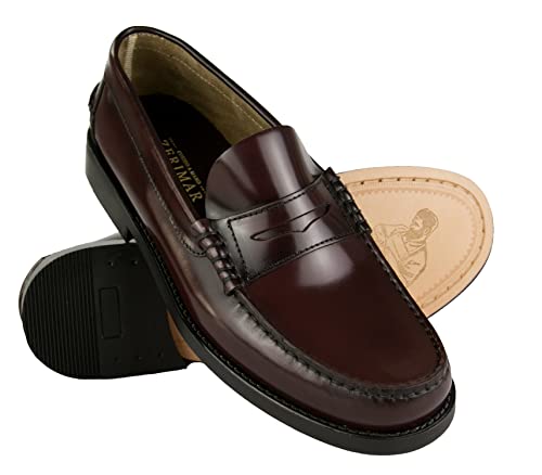 Zerimar Kastilische Herrenschuhe große Größen | Castellanos Herren Leder | Elegante Schuhe für Herren | Mokassin-Maske Leder | Quastenloafer für Herren | Farbe Bordeaux Größe 47 von Zerimar