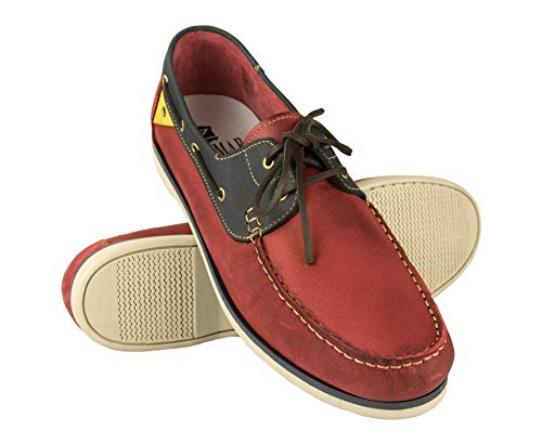 Zerimar Klassische Leder Bootsschuhe | Herren Leder Bootsschuhe | Herren Slipper | Elegante nautische Männer | Freizeitschuhe für Herren | Farbe: Rot Größe 41 von Zerimar