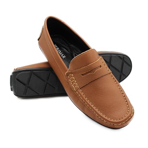 Zerimar Klassischer Mokassin für Herren | Leder mit raffiniertem und elegantem Design, Camel, 41 EU von Zerimar