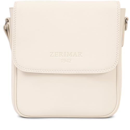 Zerimar Kleine Umhängetasche aus Naturleder | Umhängetasche | Lässige Umhängetasche | Damen | Maße 22 x 6 x 19 cm, Polar von Zerimar