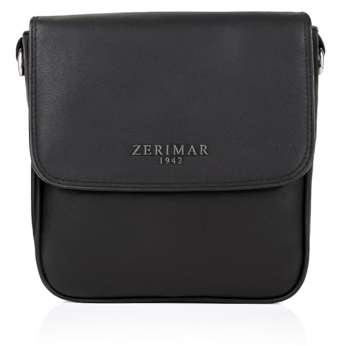 Zerimar Kleine Umhängetasche aus Naturleder | Umhängetasche | Lässige Umhängetasche | Damen | Maße 22 x 6 x 19 cm, Schwarz von Zerimar