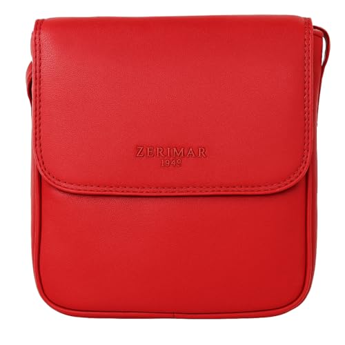 Zerimar Kleine Umhängetasche aus Naturleder | Umhängetasche | Lässige Umhängetasche | Damen | Maße 22 x 6 x 19 cm, rot von Zerimar