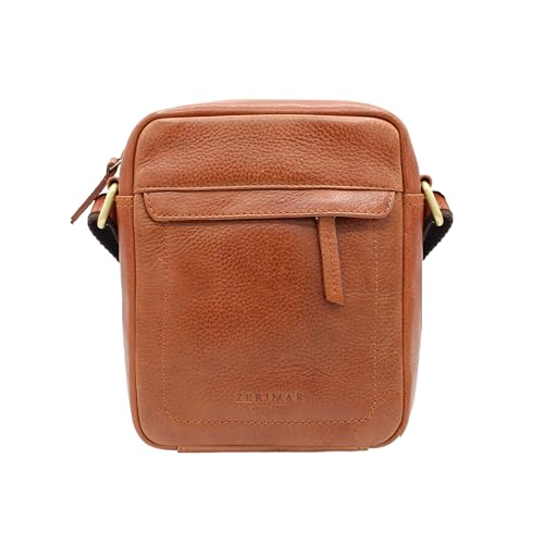 Zerimar Kleine Umhängetasche aus Naturleder | Umhängetasche | Lässige Umhängetasche | Unisex | Maße 20 x 16 x 5,5 cm, Cognacfarben von Zerimar