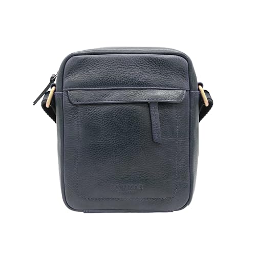 Zerimar Kleine Umhängetasche aus Naturleder | Umhängetasche | Lässige Umhängetasche | Unisex | Maße 20 x 16 x 5,5 cm, Marineblau von Zerimar
