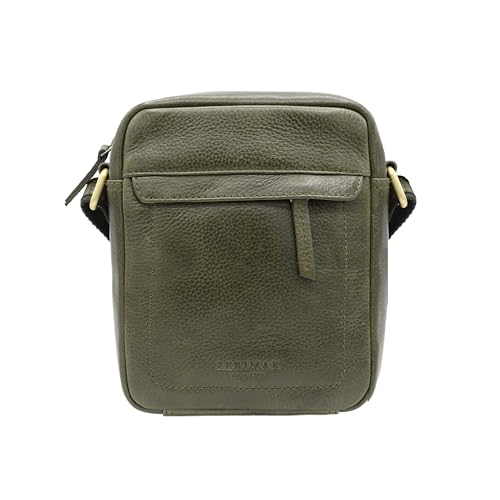 Zerimar Kleine Umhängetasche aus Naturleder | Umhängetasche | Lässige Umhängetasche | Unisex | Maße 20 x 16 x 5,5 cm, Oliv von Zerimar