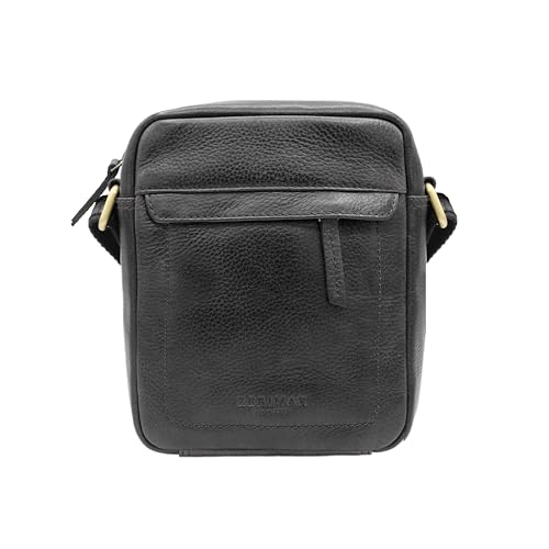 Zerimar Kleine Umhängetasche aus Naturleder | Umhängetasche | Lässige Umhängetasche | Unisex | Maße 20 x 16 x 5,5 cm, Schwarz von Zerimar