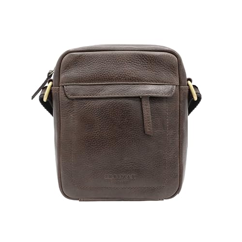 Zerimar Kleine Umhängetasche aus Naturleder | Umhängetasche | Lässige Umhängetasche | Unisex | Maße 20 x 16 x 5,5 cm, braun von Zerimar