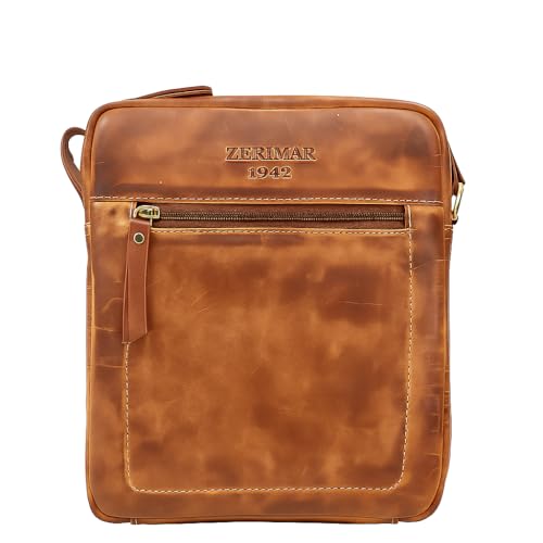 Zerimar Kleine Umhängetasche aus Naturleder | Umhängetasche | Lässige Umhängetasche | Unisex | Maße 21 x 6 x 25 cm, Altes Leder von Zerimar