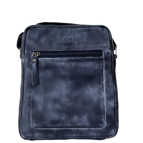 Zerimar Kleine Umhängetasche aus Naturleder | Umhängetasche | Lässige Umhängetasche | Unisex | Maße 21 x 6 x 25 cm, blau von Zerimar