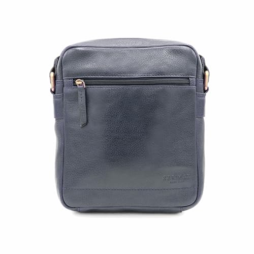 Zerimar Kleine Umhängetasche aus Naturleder | Umhängetasche | Lässige Umhängetasche | Unisex | Maße 25 x 20 x 7 cm, Marineblau von Zerimar