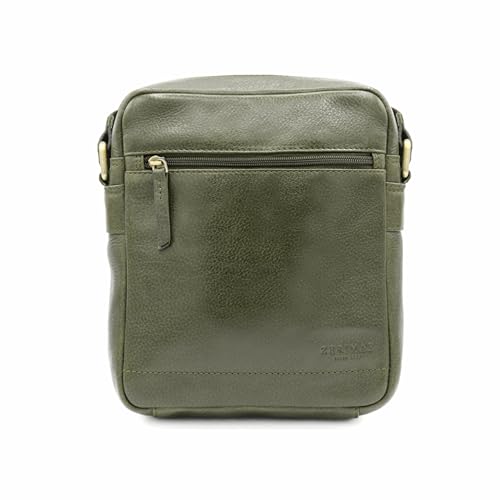 Zerimar Kleine Umhängetasche aus Naturleder | Umhängetasche | Lässige Umhängetasche | Unisex | Maße 25 x 20 x 7 cm, Oliv von Zerimar