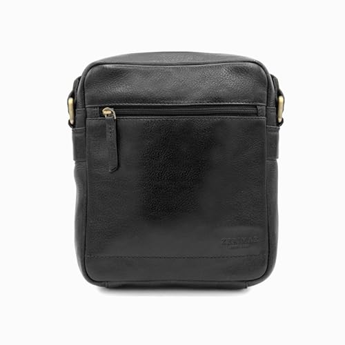 Zerimar Kleine Umhängetasche aus Naturleder | Umhängetasche | Lässige Umhängetasche | Unisex | Maße 25 x 20 x 7 cm, Schwarz von Zerimar