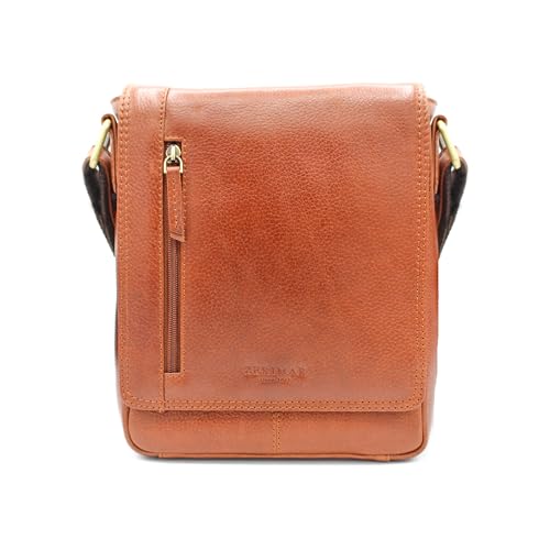 Zerimar Kleine Umhängetasche aus Naturleder | Umhängetasche | Lässige Umhängetasche | Unisex | Maße 26 x 20 x 6 cm, Cognacfarben von Zerimar