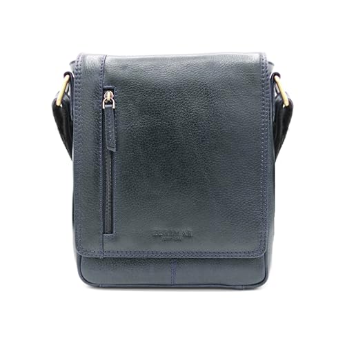 Zerimar Kleine Umhängetasche aus Naturleder | Umhängetasche | Lässige Umhängetasche | Unisex | Maße 26 x 20 x 6 cm, Marineblau von Zerimar