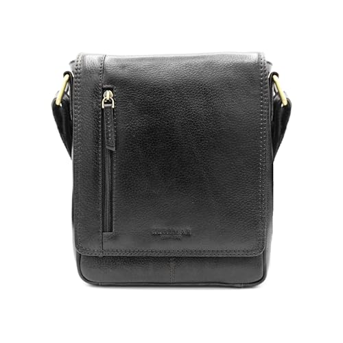 Zerimar Kleine Umhängetasche aus Naturleder | Umhängetasche | Lässige Umhängetasche | Unisex | Maße 26 x 20 x 6 cm, Schwarz von Zerimar