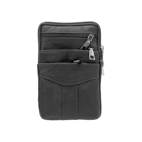 Zerimar Kleine Umhängetasche aus Naturleder | Umhängetasche aus Leder | lässige Umhängetasche aus Leder | Handtasche für Damen und Herren | Maße 18 x 12 x 4 cm, Schwarz von Zerimar