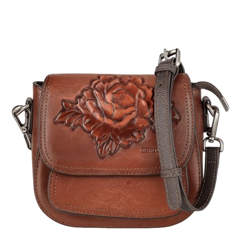 Zerimar Kleine Umhängetasche aus Naturleder | Umhängetasche | lässige Umhängetasche | Maße: 19 x 19 x 8 cm, Braun von Zerimar