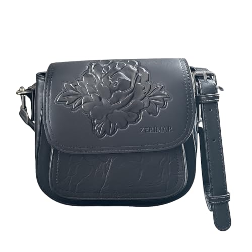 Zerimar Kleine Umhängetasche aus Naturleder | Umhängetasche | lässige Umhängetasche | Maße: 19 x 19 x 8 cm, anthrazit von Zerimar