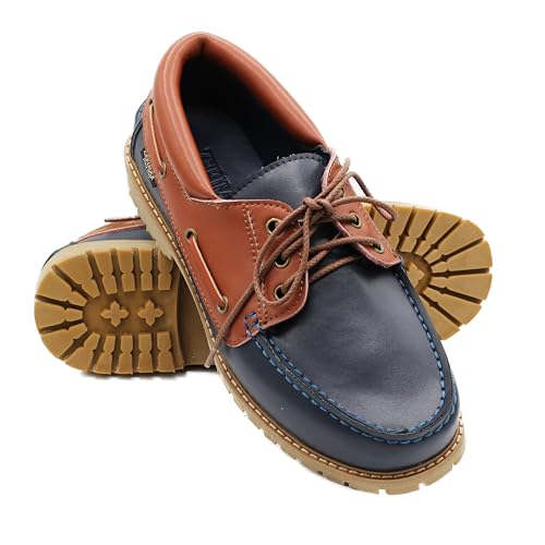 Zerimar Leder Bootsschuh für Herren - Leichte Bootsschuhe - Ledermokassins - Herren Ledermokassins - Farbe Marineblau Tan N - Größe 46 von Zerimar