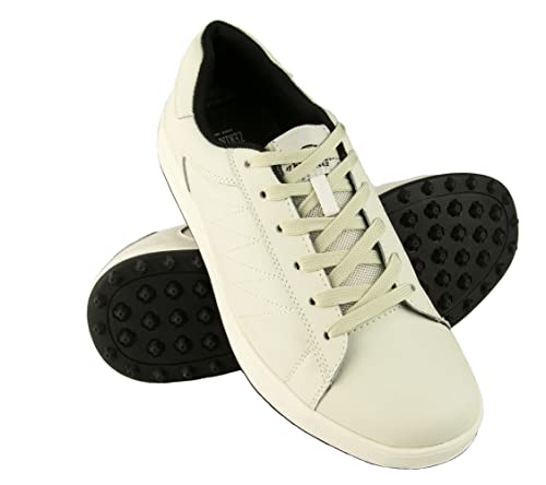 Zerimar Leder Golfschuhe | Herren Leder Golfschuh | Sportschuhe für Herren | Herren Leder Sportschuhe | Golfschuhe | Farbe: Off White Größe 41 von Zerimar