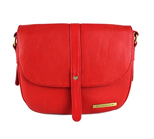 Zerimar Leder Umhängetasche Damen | Umhängetasche aus Leder | Elegante Ledertaschen | Umhängetasche | Handtasche | Farbe rot ABMESSUNGEN: 22x21x7 cm von Zerimar