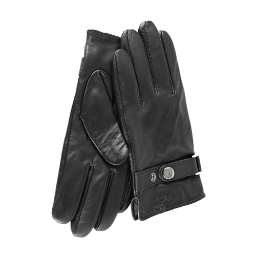 Zerimar Lederhandschuhe | Herren-Lederhandschuhe mit Brosche | Lammfellhandschuhe mit Kaschmirfutter | Warme Lederhandschuhe | Farbe Schwarz | Größe 9M von Zerimar