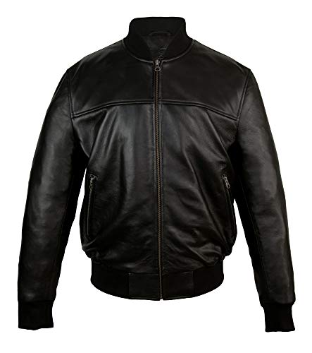 Zerimar Men's Leather Bomber Jacket | Herren Lederjacke | Herren Lederjacke | Herren Freizeitjacke | Herren Bomberjacke | Farbe Schwarz | Größe 3XL von Zerimar