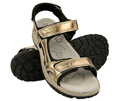 Zerimar Sandalen Damen Sommer - Damen Sportsandalen Hochwertigen und Bequemen Wandersandalen - Handgefertigte Damen Sandalen - Verstellbare Riemen und Klettverschluss für Perfekten Sitz Gold Größe 39 von Zerimar