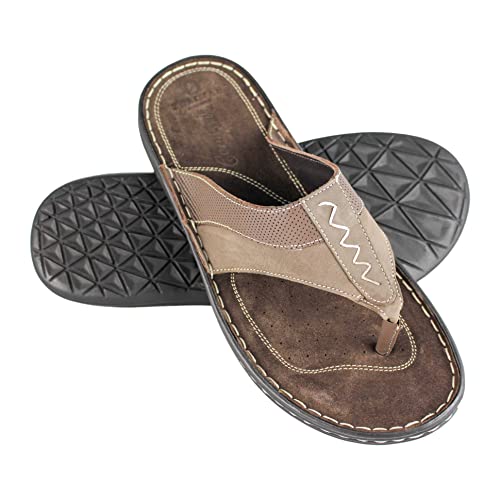 Zerimar Naturleder Flip Flops für Herren | Freizeitsandalen für Herren | Flip Flops für Herren Leder | Sommer-Ledersandalen | Herren Sandalen | Farbe Braun Größe 42 von Zerimar