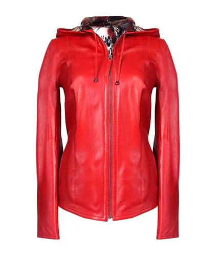 Zerimar Reversible Jacke | Elegante Lederjacken | Reversible Lederjacke | Lederjacke Damen | Damen Pelzmantel | Farbe Rot | Größe M von Zerimar