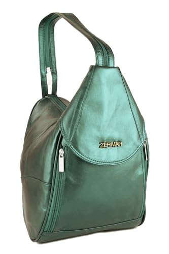 Zerimar Rucksack aus Naturleder | Damen-Ledertasche | Damen-Ledertasche | Damenrucksäcke | Lässiger Rucksack | Farbe Perlgrüne von Zerimar