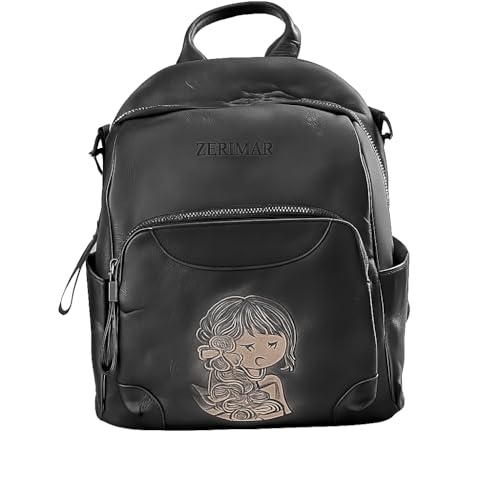Zerimar - Rucksack aus Naturleder für Damen und Herren | lässiger und eleganter Stil | Klassisch mit Aufdruck | 32 x 26 x 13 cm, anthrazit von Zerimar