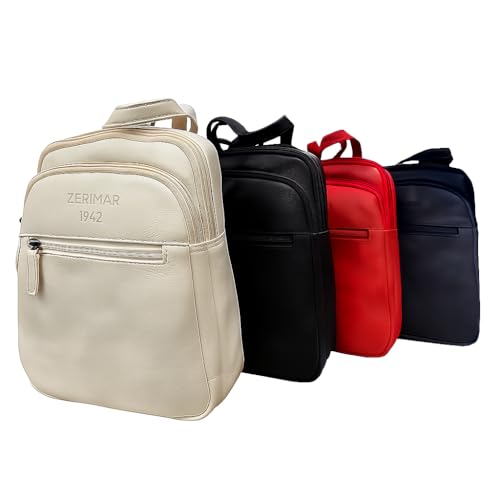 Zerimar - Rucksack aus echtem Leder für Damen, Rucksack aus echtem Leder, Unisex, lässiger und eleganter Stil, 26 x 9 x 20 cm, Schwarz von Zerimar