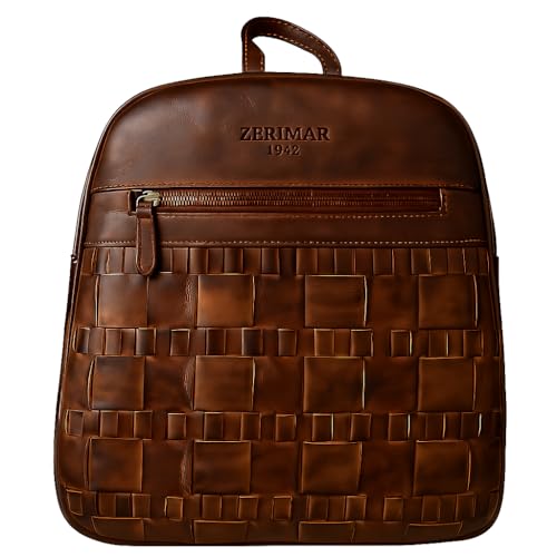 Zerimar - Rucksack aus echtem Leder für Damen | Tasche aus echtem Leder | Lässiger und eleganter Stil | 28 x 8 x 26 cm, braun von Zerimar