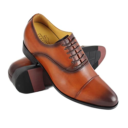 Zerimar Schuhe mit internen Erhöhungen für Herren | Herrenschuhe mit Erhöhungen +7 cm | Elegantes Schuhwerk | Kleid Lederschuhe | Farbe Braun | Größe 41 von Zerimar