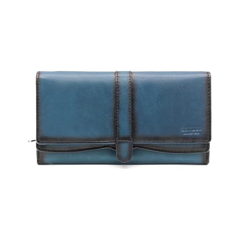 Zerimar Slim Echt Leder Geldbörse | Elegante Damen Geldbörse | Tägliche Geldbörse 18,5 x 10 cm, blau von Zerimar