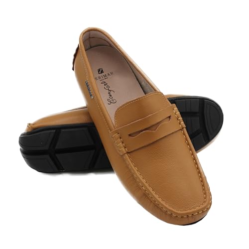 Zerimar Sommer-Loafer für Herren - Leder-Loafer für Herren - Freizeitschuhe für Herren - Stilvolle Loafer - Loafer Mokassins für Herren - Farbe Kamel - Größe 45 von Zerimar